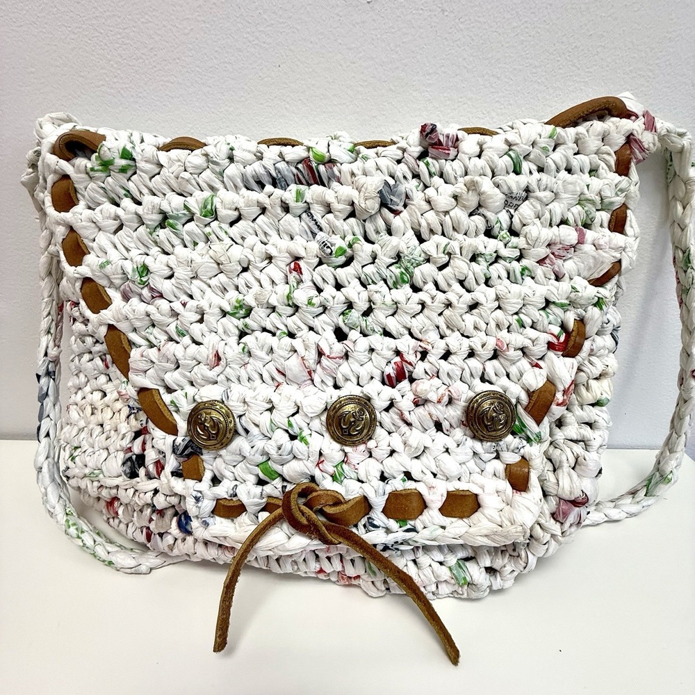 Handmade Sustainable‎ Woven Plastic Grocery Bag Tote Eco Friendly Upcycled Purse
